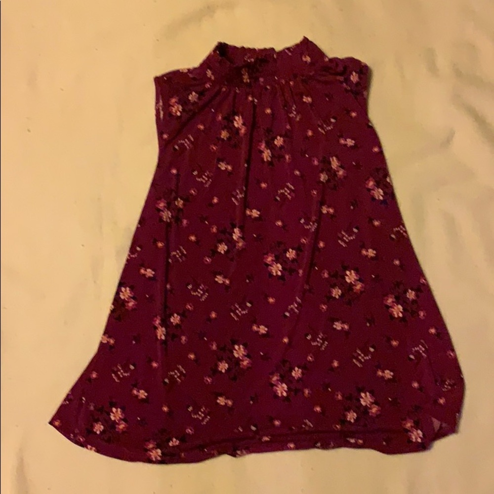 Turtleneck dress top with flower print
